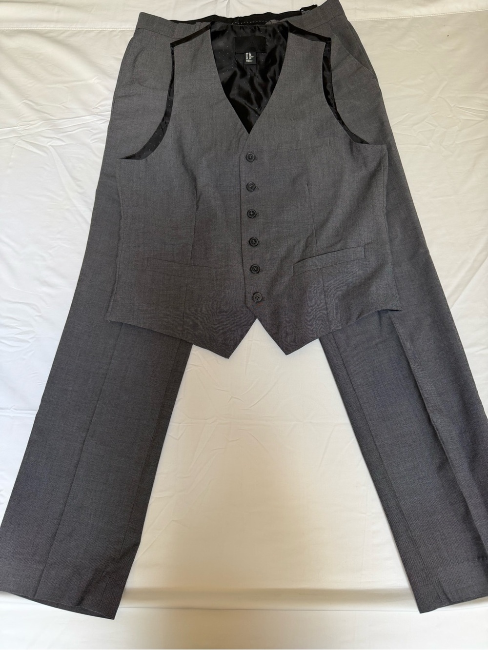 H&M Men's Dark Gray Suit Vest and Trousers Set